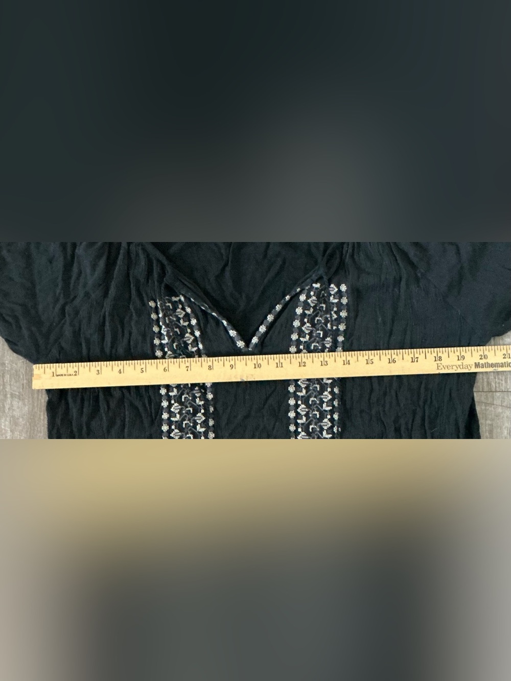 Lucky Brand Black Embroidered PeasantBlouse L Sheer Boho Whimsigoth Festival Top - Picture 5 of 12